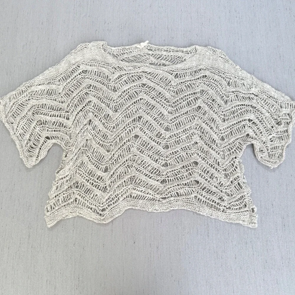 Eileen Fisher Size XS Open Knit Weave Top Cotton Blend Sweater Beach Layering‎